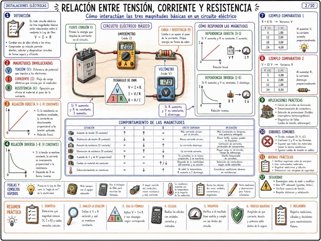 Relación entre Tensión, Corriente y Resistencia